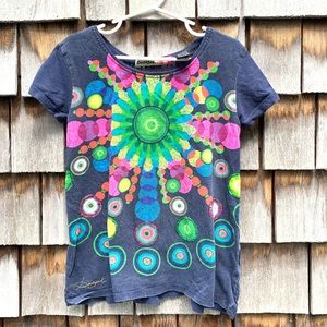 Desigual Girls Shirt Navy Blue Rainbow 7/8
